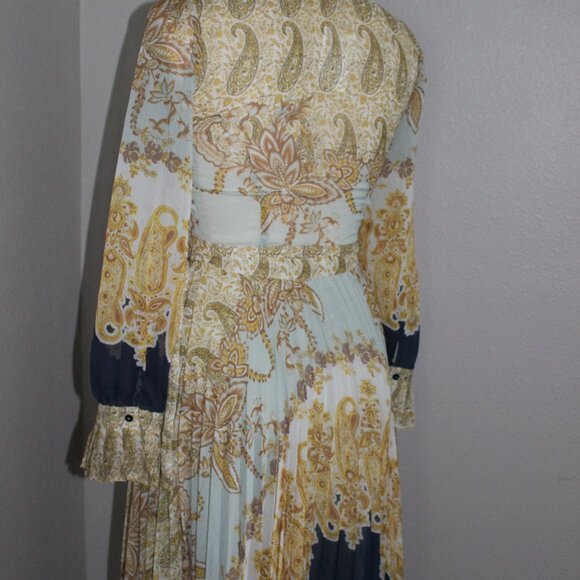 NWOT H&M Royal Wedding Pleated Chiffon Wrap Maxi Dress - Picture 9 of 13